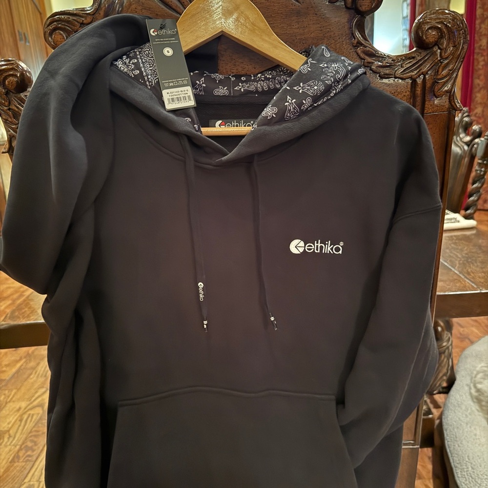 Ethika Black Sweater with Patterned Hood